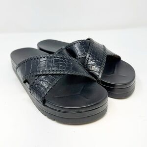 Jack Rogers Women's Lexi Crisscross Sandal Black Leather US 8.5